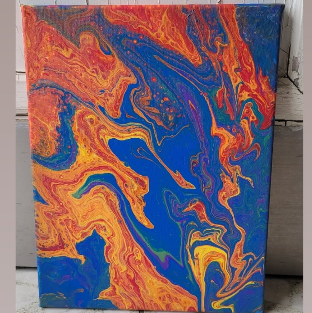 11x14 Acrylic Pouring Stretch Canvas Painting